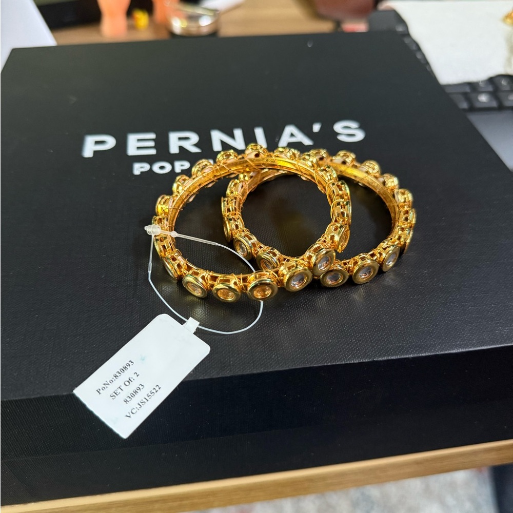 Gold Plated Kundan Polki Bangles (Set of 2)